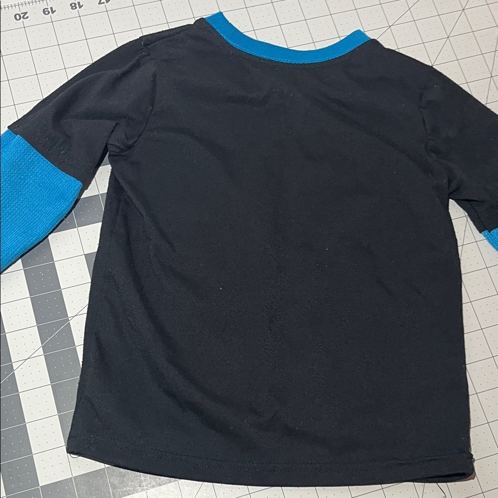 Kids Sports Graphic Long Sleeve Shirt - Black and Blue - Picture 7 of 12